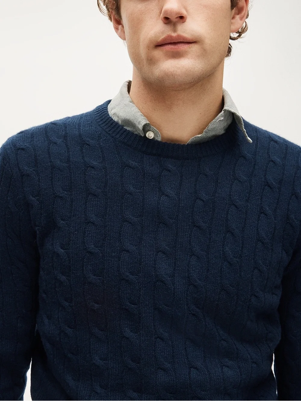J. CREW Cashmere cable-knit sweater in Navy Size M $298 AZ972 - Picture 4 of 9